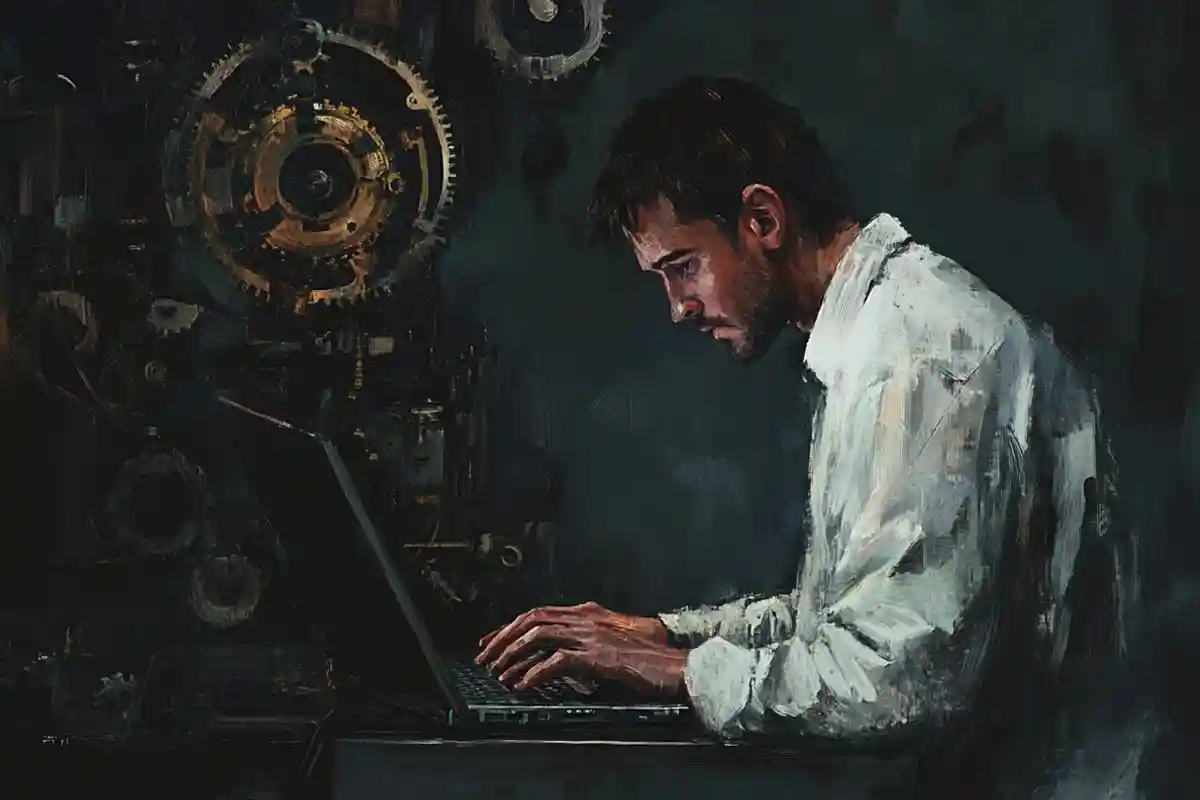 A man Work on laptop
