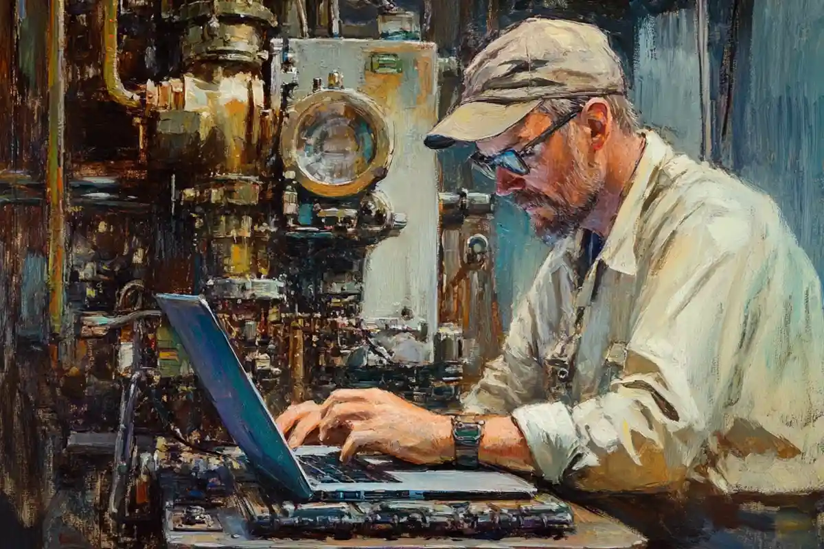 A old man Work on laptop